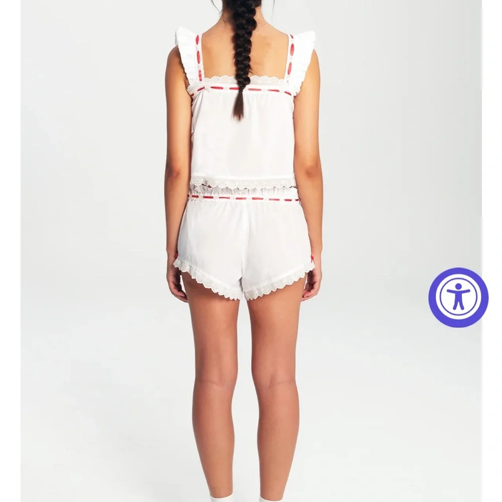 The Bar White Red Jac Ribbon Sleep Top M - Picture 4 of 4